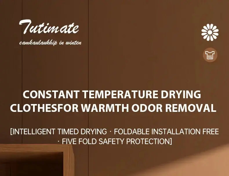 Sèche-linge électrique pliable avec contrôle automatique, pour séchage à température constante et protection multipliée.