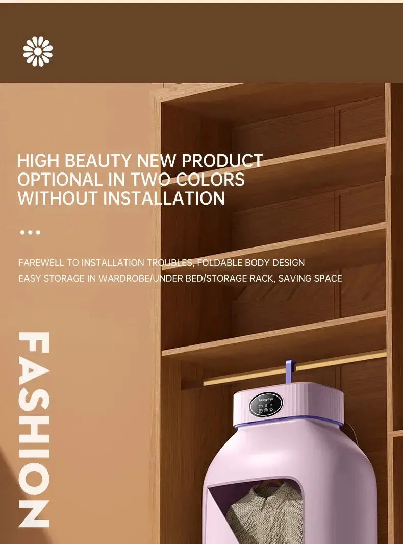Electric foldable dryer with a stylish design, easy to store, and suitable for various home spaces.