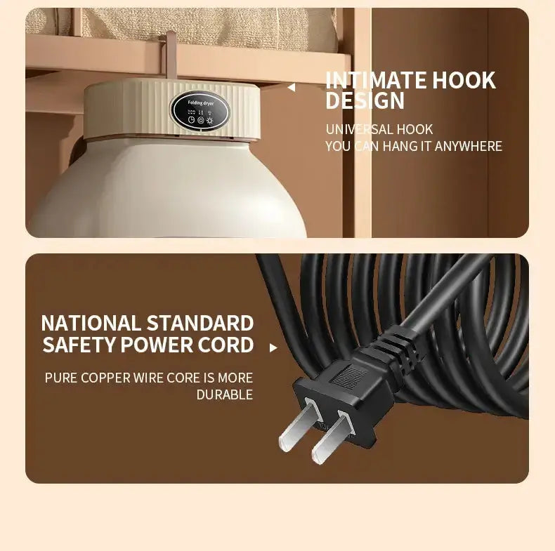 Intimate hook design for hanging anywhere and national standard safety power cord with durable pure copper wire.