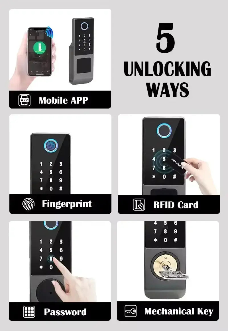Serrure intelligente WiFi Tuya étanche, double verrouillage par empreinte digitale Bantout.prod