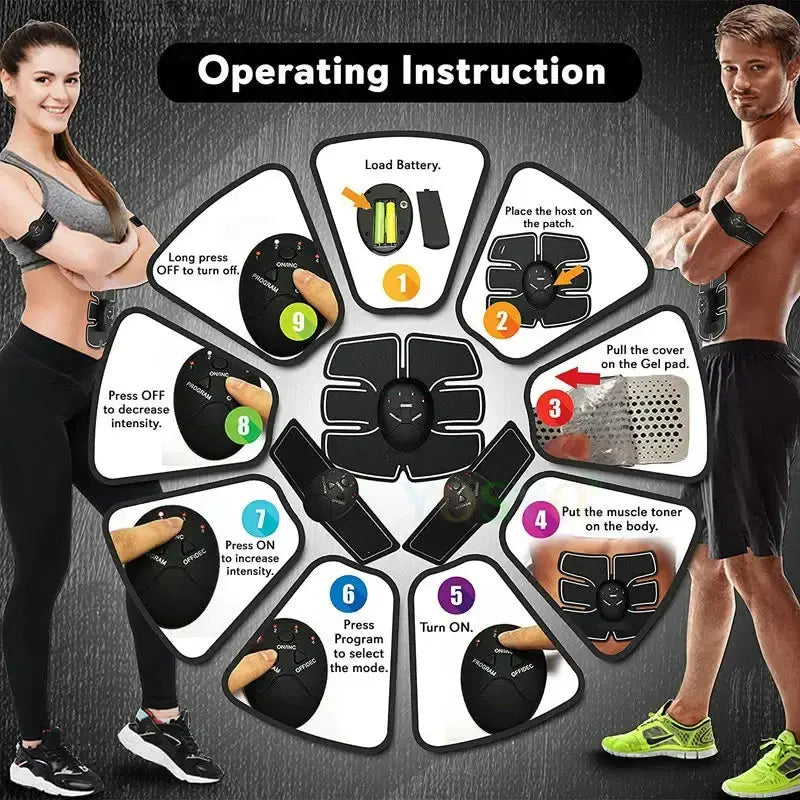 Stimulateur musculaire sans fil EMS, entraîneur intelligent de fitness, entraînement abdominal, autocollants électriques de perte de poids, masseur amincissant pour le corps Bantout.prod