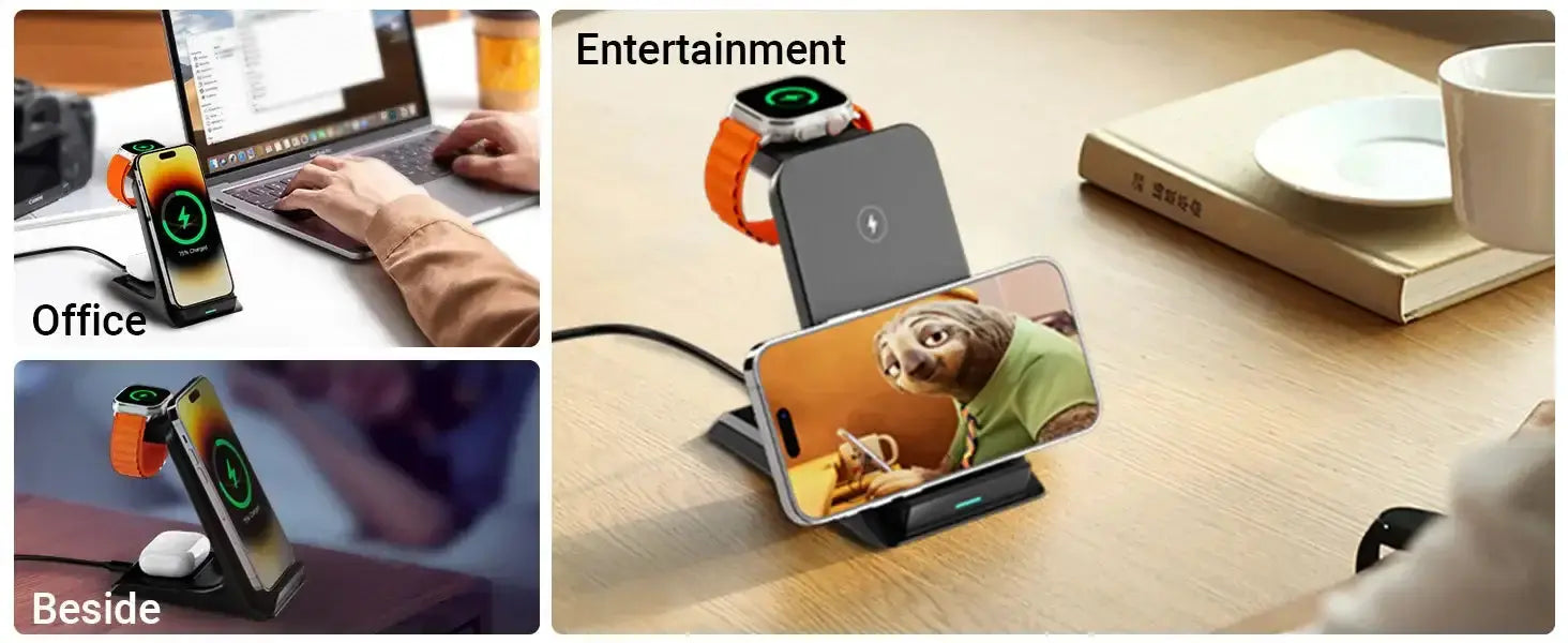 Support de chargeur sans fil Station de charge rapide portable pour iPhone 16/15/14 Pro Max Bantout.prod