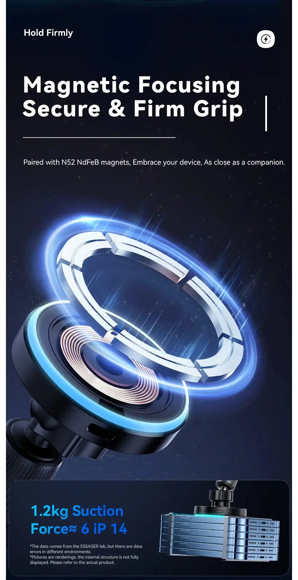 Support de téléphone magnétique pour voiture Essager 15 W Support de chargeur sans fil pour iPhone 15 14 13 Pro Max Bantout.prod