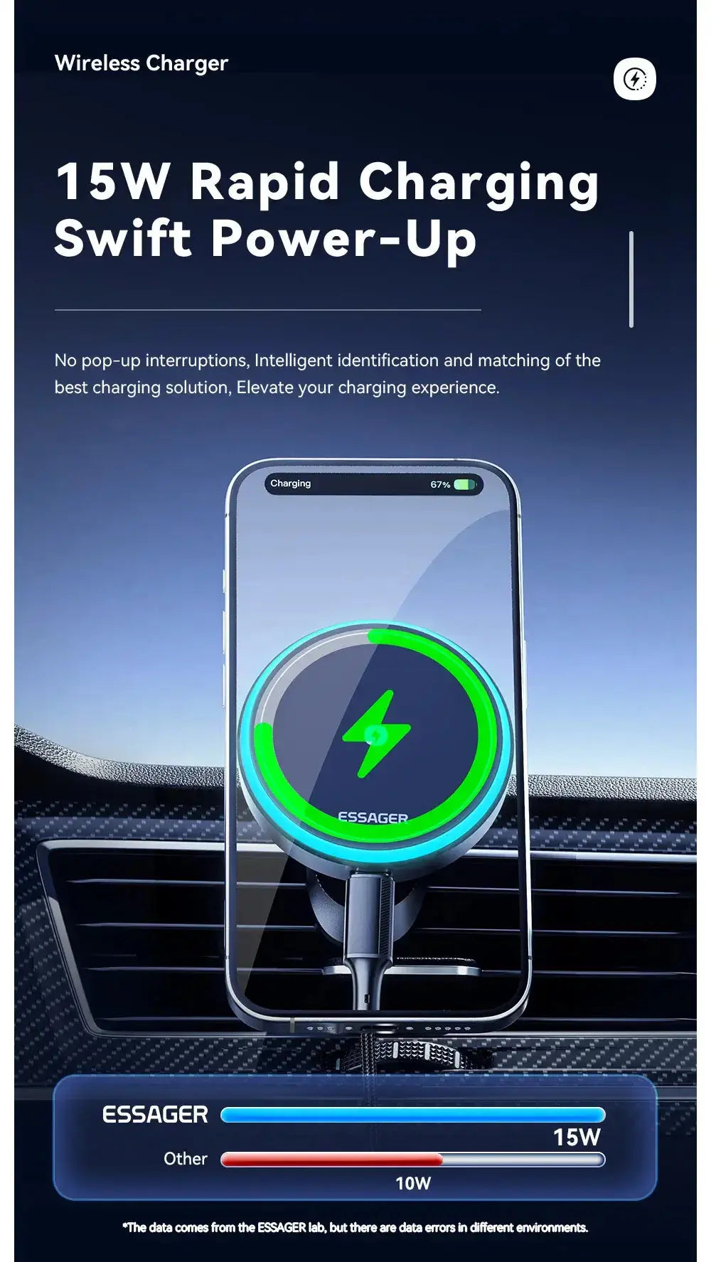 Support de téléphone magnétique pour voiture Essager 15 W Support de chargeur sans fil pour iPhone 15 14 13 Pro Max Bantout.prod