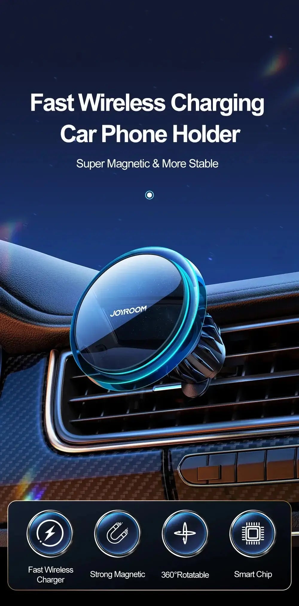 Support de téléphone magnétique pour voiture Joyroom, chargeur sans fil pour iPhone 15 14 13 Pro Max Bantout.prod