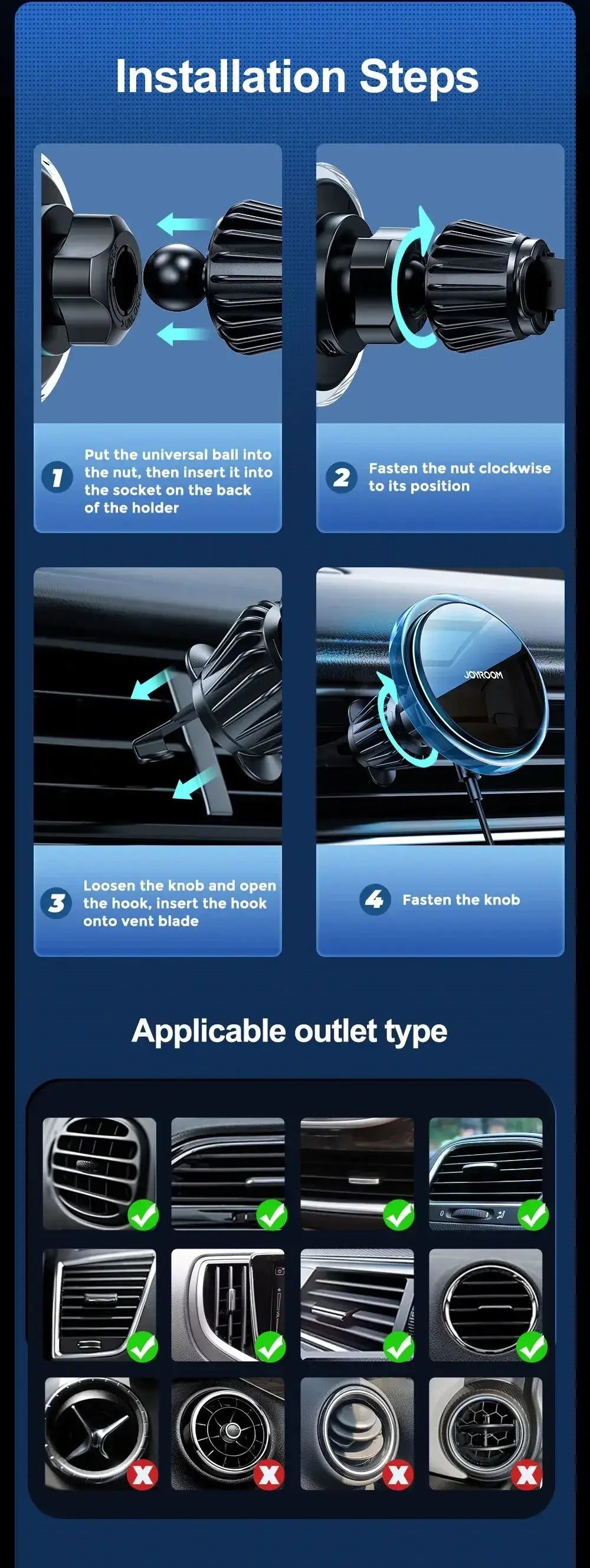 Support de téléphone magnétique pour voiture Joyroom, chargeur sans fil pour iPhone 15 14 13 Pro Max Bantout.prod