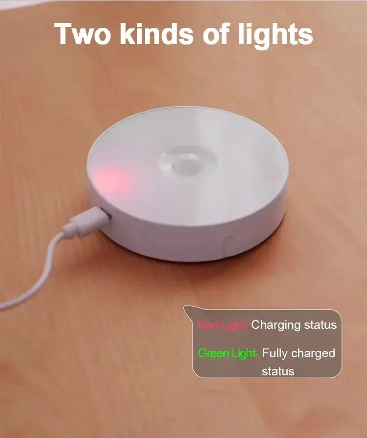 Veilleuse LED avec indicateurs de chargement rouge et vert, lampe de nuit rechargeable par USB.