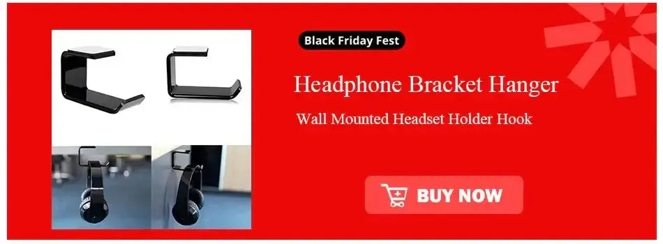 Headphone bracket hanger, wall-mounted headset holder hook, ideal for saving desk space, Black Friday sale.