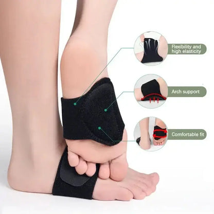 Arch support foot pads showing flexibility, comfort, and high elasticity for flat foot correction.