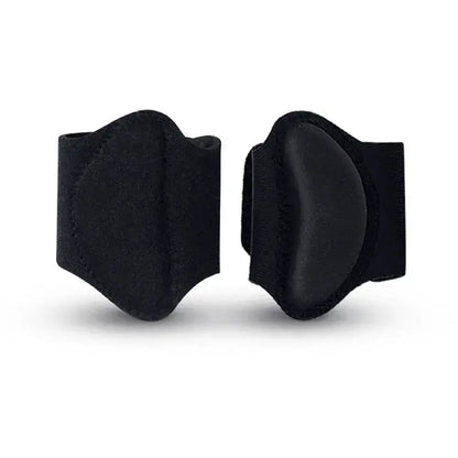 Black arch support pads for flat foot correction, cushioning plantar fasciitis pain relief, orthopedic insole.