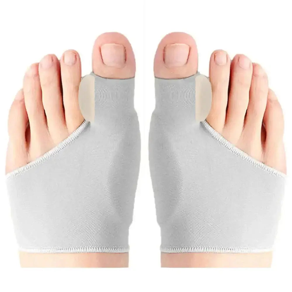 Pair of toe separators for bunion correction and foot pain relief, designed for comfort and orthotic support.