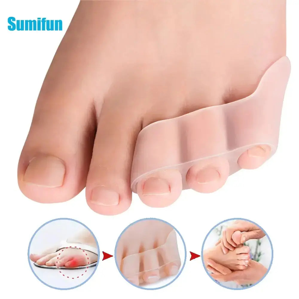 2pcs transparent silicone gel toe protector for bunion relief and foot care by Sumifun.
