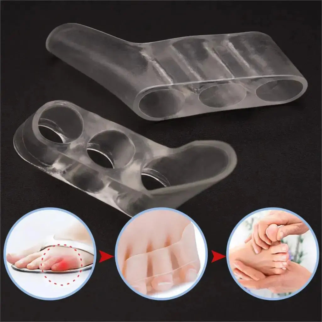 2pcs transparent silicone gel toe straighteners for foot pain relief and bunion care