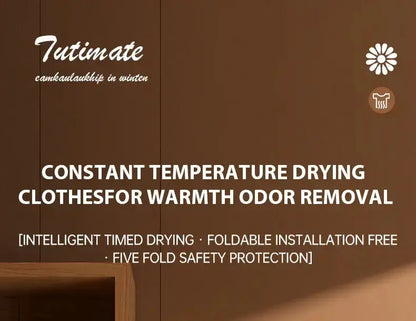 Tutimate constant temperature drying rack for moisture and odor removal, featuring intelligent timed drying and safety protection.