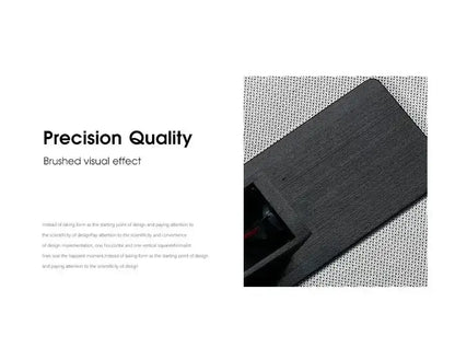 Image showcasing brushed visual effect with text highlighting precision quality in design.