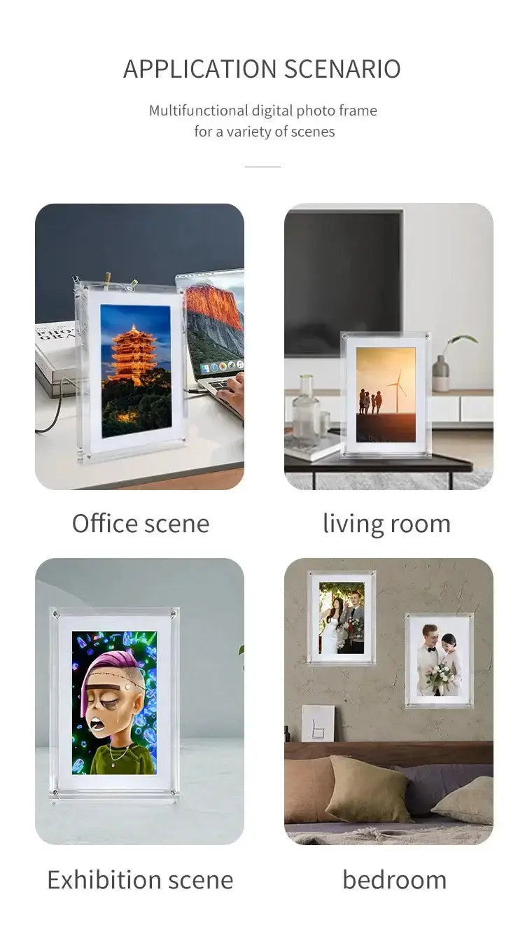 Cadre photo numérique en acrylique 5/7 pouces 1000 mAh Écran rotatif automatique Bantout.prod