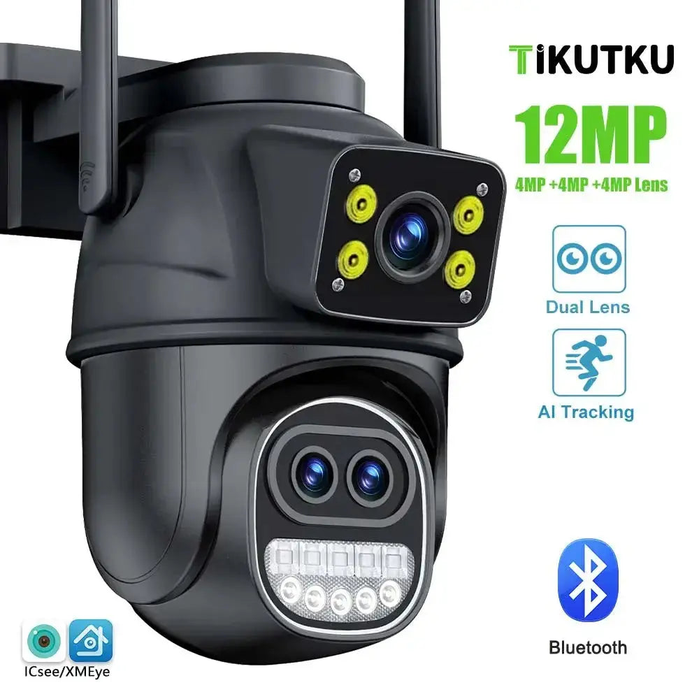 Caméra de sécurité 6K 12MP Zoom 8X Trois objectifs Double écran Bantout.prod