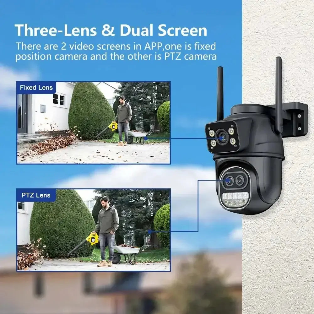 Caméra de sécurité 6K 12MP Zoom 8X Trois objectifs Double écran Bantout.prod