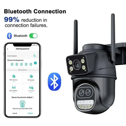 Caméra de sécurité 6K 12MP Zoom 8X Trois objectifs Double écran Bantout.prod