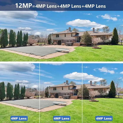 Caméra de sécurité 6K 12MP Zoom 8X Trois objectifs Double écran Bantout.prod