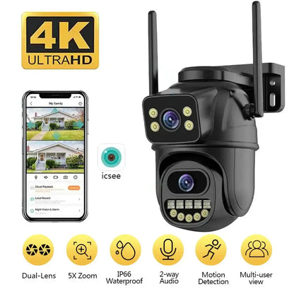 Caméra de surveillance à double objectif WiFi 4K 8MP Bantout.prod
