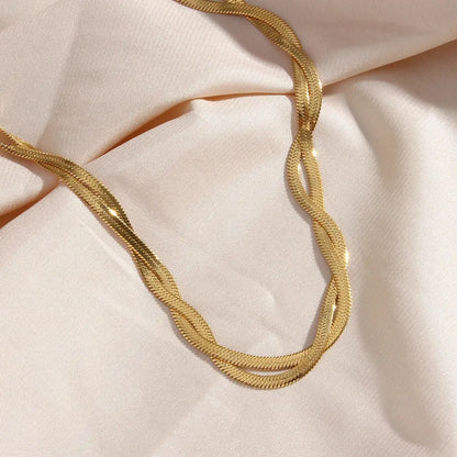 E.B.belle Gold Plated Braided New Herringbone Chain Necklace Bracelets Set Wholesale Stainless Steel Jewelry For Women Bantout.prod