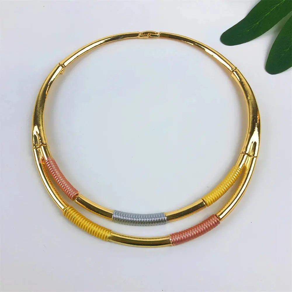 ESALE Dubai Style Gold Color Earring Sets Necklace Earring Bracelet Rings Sets For Women To Wear As A Banquet Gift Bantout.prod