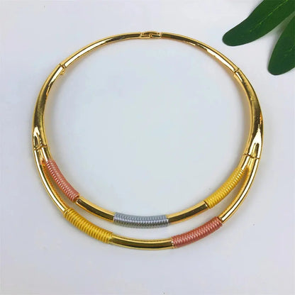 ESALE Dubai Style Gold Color Earring Sets Necklace Earring Bracelet Rings Sets For Women To Wear As A Banquet Gift Bantout.prod