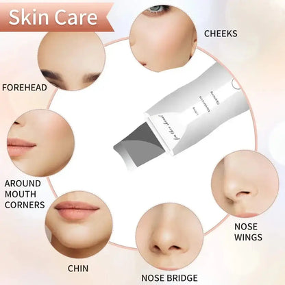 Diagram showing skin care areas including cheeks, forehead, chin, and mouth, highlighting facial cleaning and skincare.