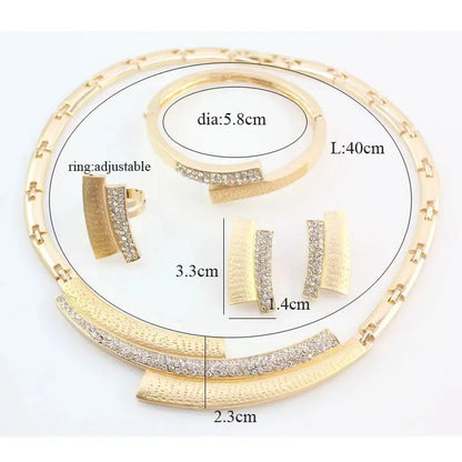 Fashion Wedding Bridal Crystal Rhinestone Jewelry Sets African Beads Dubai Gold Color Statement Jewellery Costume Bantout.prod