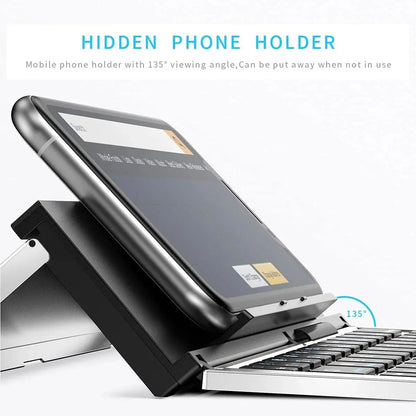 Jomaa Folding Keyboard Bluetooth Foldable Wireless Keyboard Pocket Size Rechargeable Keyboard for iPhone iPad Tablet Laptops Bantout.prod
