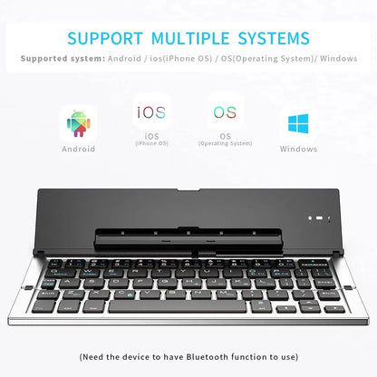 Jomaa Folding Keyboard Bluetooth Foldable Wireless Keyboard Pocket Size Rechargeable Keyboard for iPhone iPad Tablet Laptops Bantout.prod