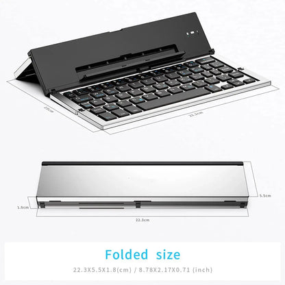Jomaa Folding Keyboard Bluetooth Foldable Wireless Keyboard Pocket Size Rechargeable Keyboard for iPhone iPad Tablet Laptops Bantout.prod