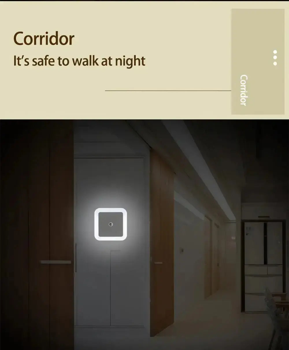LED night light in a corridor ensuring safety and visibility during nighttime walks.