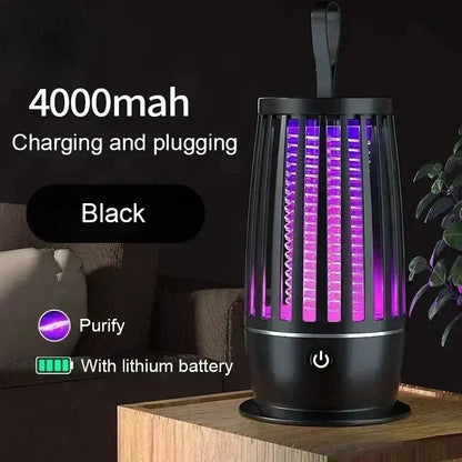 Lampe anti-moustiques UV Xiomi noire avec batterie lithium, 4000mAh, fonction de purification, chargement USB.