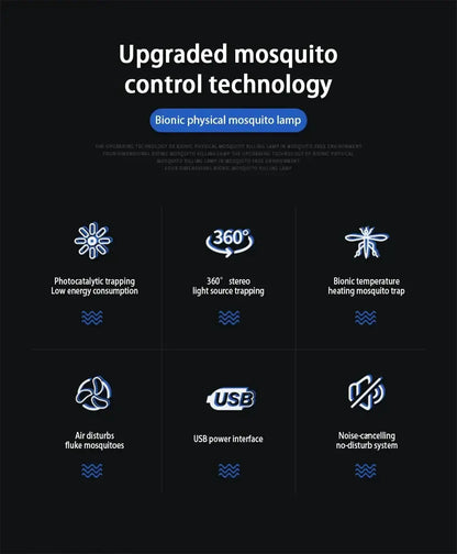 Infographic displaying upgraded mosquito control technology features of the Xiaomi bionic mosquito lamp.