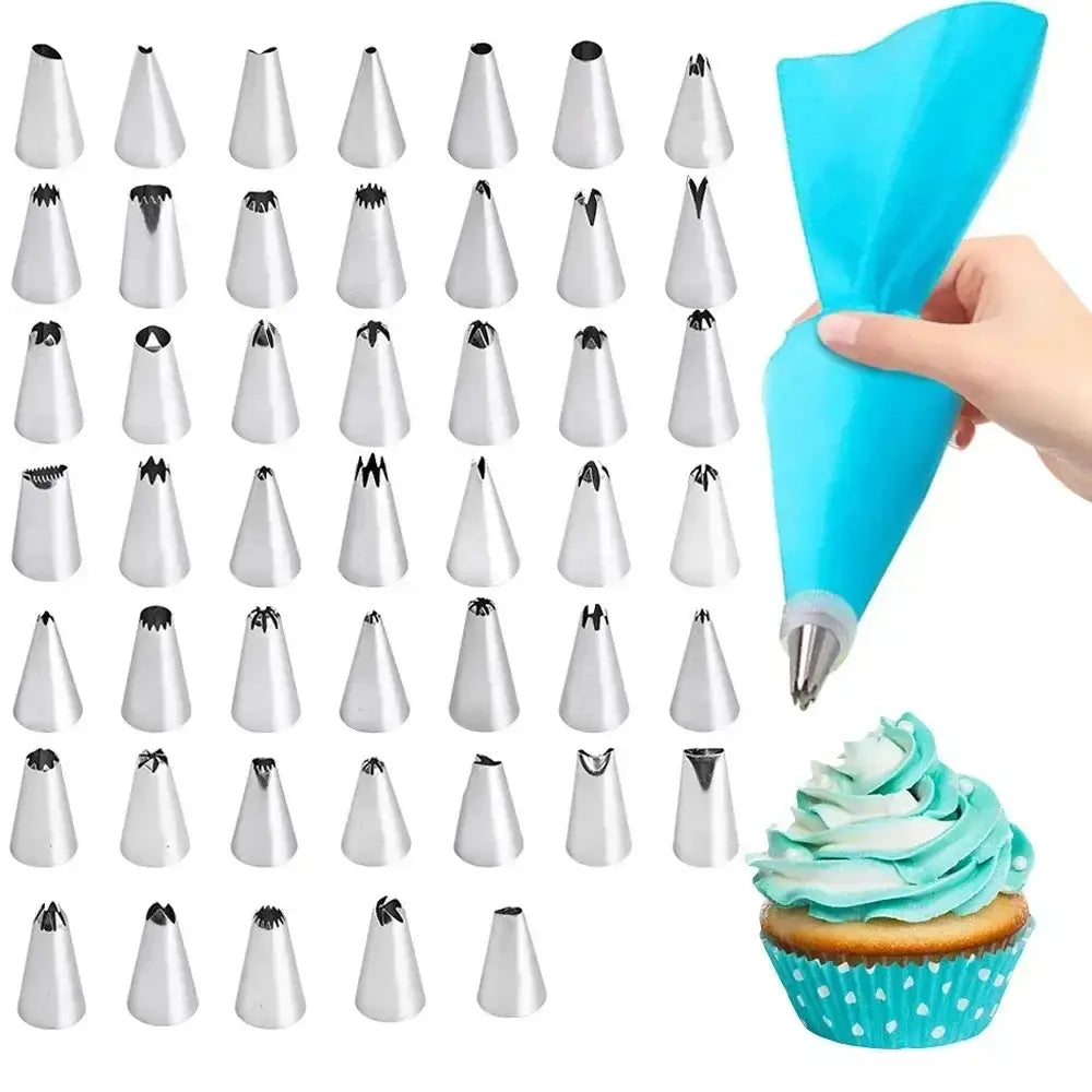 Lot de 8/10/16 douilles à douille en silicone pour glaçage de gâteaux, outils de décoration de gâteaux, douilles réutilisables + 1 poche à douille Bantout.prod