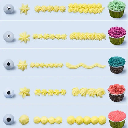 Lot de 8/10/16 douilles à douille en silicone pour glaçage de gâteaux, outils de décoration de gâteaux, douilles réutilisables + 1 poche à douille Bantout.prod
