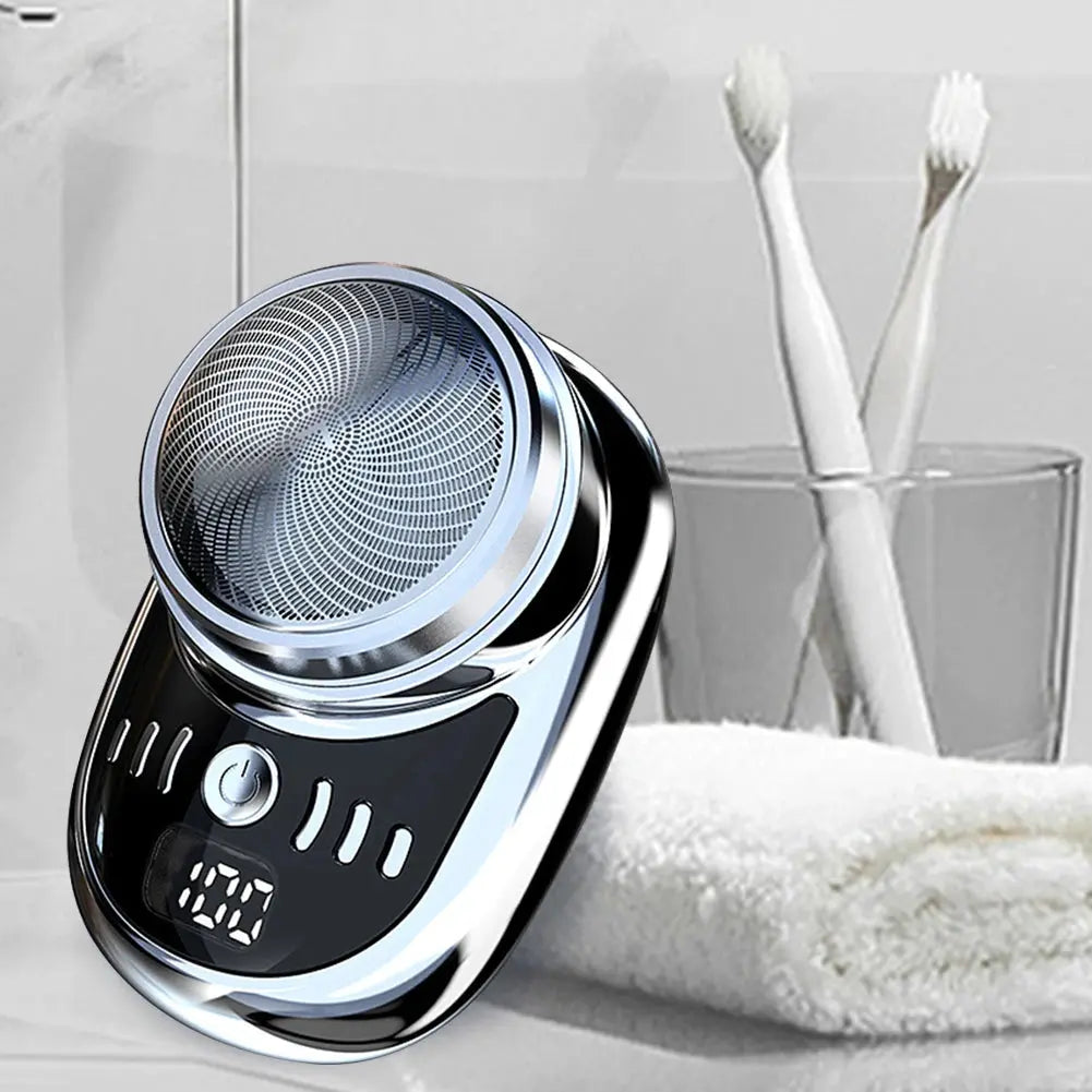 Men Mini Electric Travel Shaver Digital Display Face Beard Trimmer Washable Rechargeable Shaver Pocket Size Portable Shaver Bantout.prod