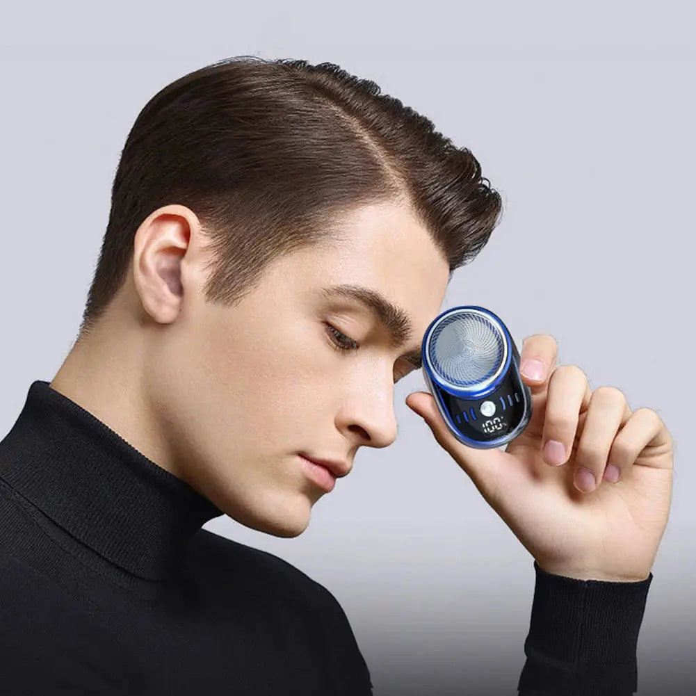 Men Mini Electric Travel Shaver Digital Display Face Beard Trimmer Washable Rechargeable Shaver Pocket Size Portable Shaver Bantout.prod