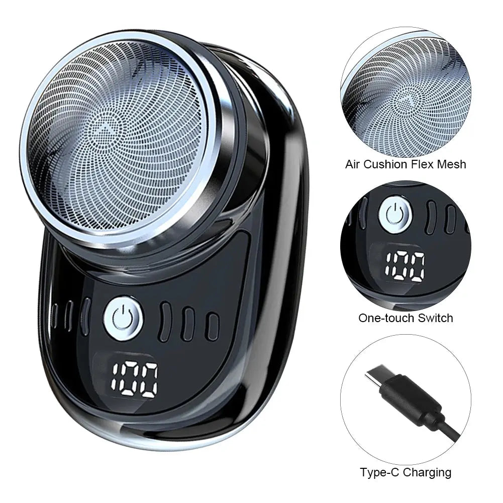 Men Mini Electric Travel Shaver Digital Display Face Beard Trimmer Washable Rechargeable Shaver Pocket Size Portable Shaver Bantout.prod