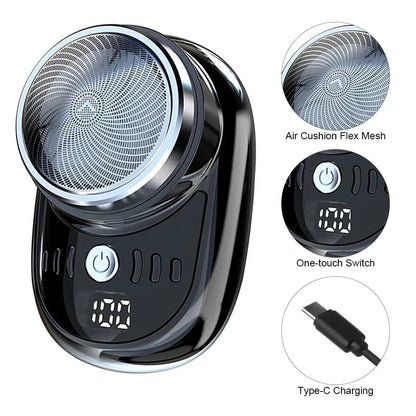 Men Mini Electric Travel Shaver Digital Display Face Beard Trimmer Washable Rechargeable Shaver Pocket Size Portable Shaver Bantout.prod