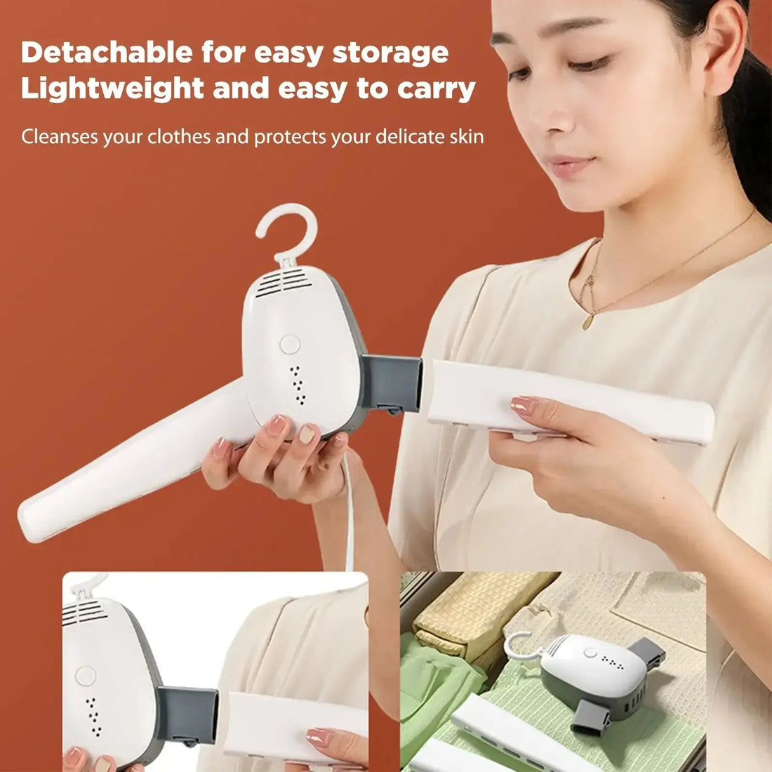 &quot;Mini foldable smart laundry dryer, portable clothes dehumidifier and multifunctional garment hanger for dorms and small spaces&quot;
