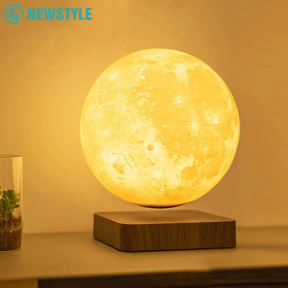 Novelty Levitating Moon Night Light 360° Rotation Magnetic Floating Moon Lamp With 3 Colors  For for Home Office Desk Decor Bantout.prod