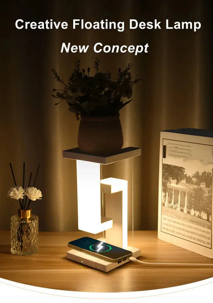 Novelty floating lamp with 10 W  detachable wireless charger decorative light for bedroom/office Bantout.prod