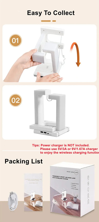 Novelty floating lamp with 10 W  detachable wireless charger decorative light for bedroom/office Bantout.prod