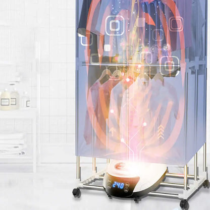Portable electric clothes dryer with smart press technology, ideal for quick and efficient garment drying.