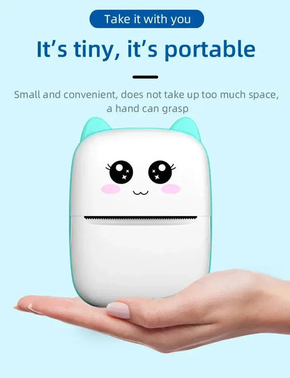 Portable thermal printer mini cat print photo pocket thermal label printer 58mm printing wireless Bluetooth Android iOS printers Bantout.prod