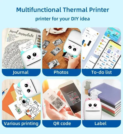 Portable thermal printer mini cat print photo pocket thermal label printer 58mm printing wireless Bluetooth Android iOS printers Bantout.prod