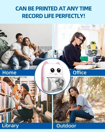 Portable thermal printer mini cat print photo pocket thermal label printer 58mm printing wireless Bluetooth Android iOS printers Bantout.prod